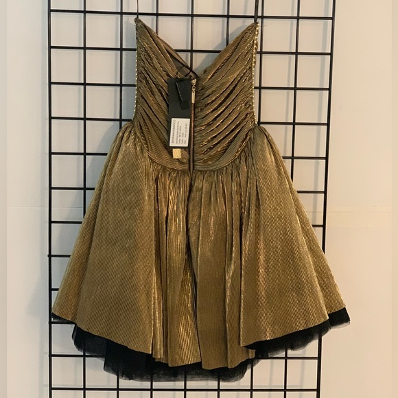 Bronx And Banco Florence Strapless Gold Mini Dress. - Picture 12 of 13